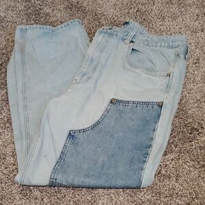 Men's Light Blue Jeans with Dark Blue Patch